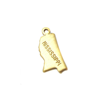 Engraved Tiny Raw Brass Mississippi State Charms