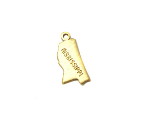 Engraved Tiny Raw Brass Mississippi State Charms