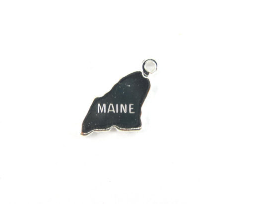 Engraved Tiny SILVER Plated on Raw Brass Maine State Charms
