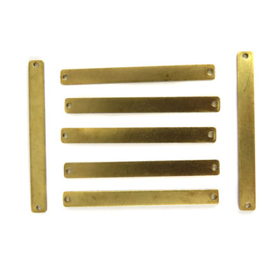 Engraving Rectangle Stick Charms with 2 Holes (8X) (M834)
