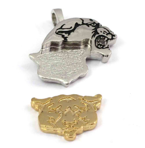Gold Plated & Antiqued Silver Plated Brass Tiger / Lion / Panther Head Pendants