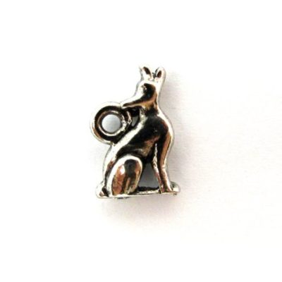 silver plated howling wolf charm