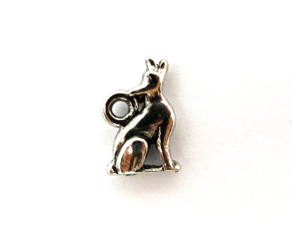 Antiqued Rhodium Plated Howling Wolf Charms