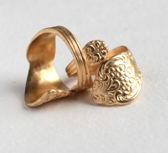 Large Brass Spoon Handle Ring 