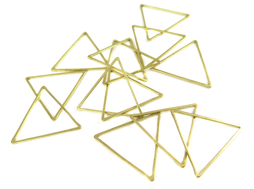 M01116 51x21x1mm Brass Triangle Charm 6 Raw Brass Triangle Charms With 2 Loops