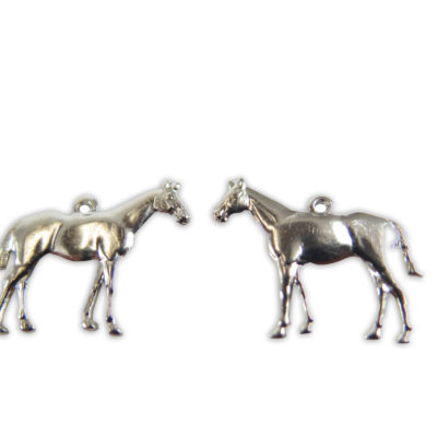 rhodium plated silver tone horse charm