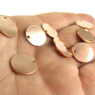 Rose Gold Plated Engraving Circle Charms - with hole