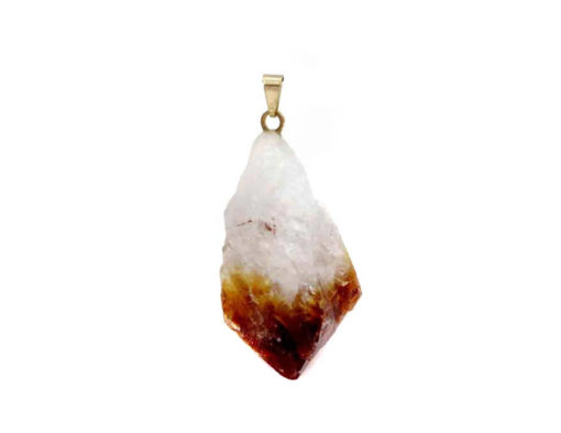 Rough Pointed Citrine Crystal Pendant gold bail