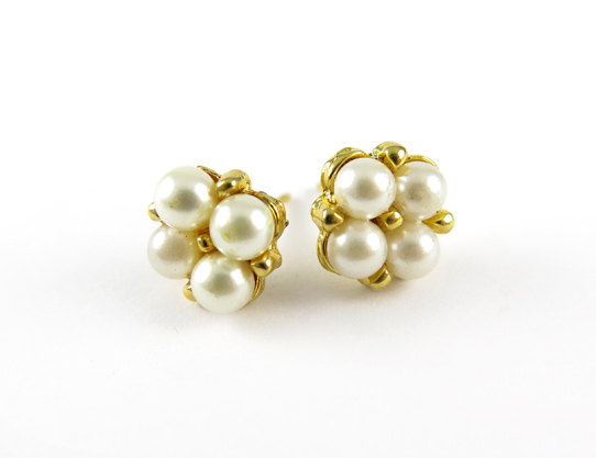 Gold Finish Pearl Stud Earrings Design by Radhika Agrawal Jewels at  Pernia's Pop Up Shop 2024