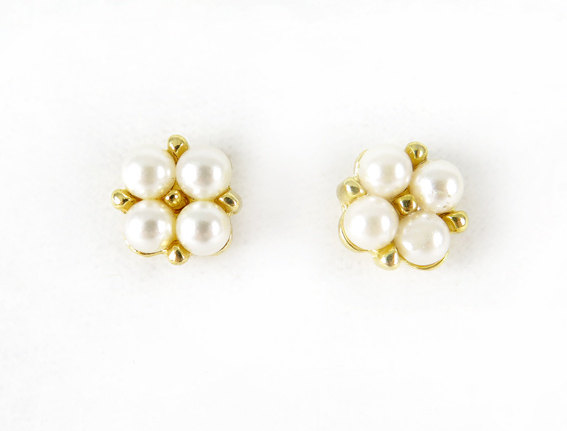 Chanel 1970's Crystal Pearl Flower Earrings | Foxy Couture Carmel