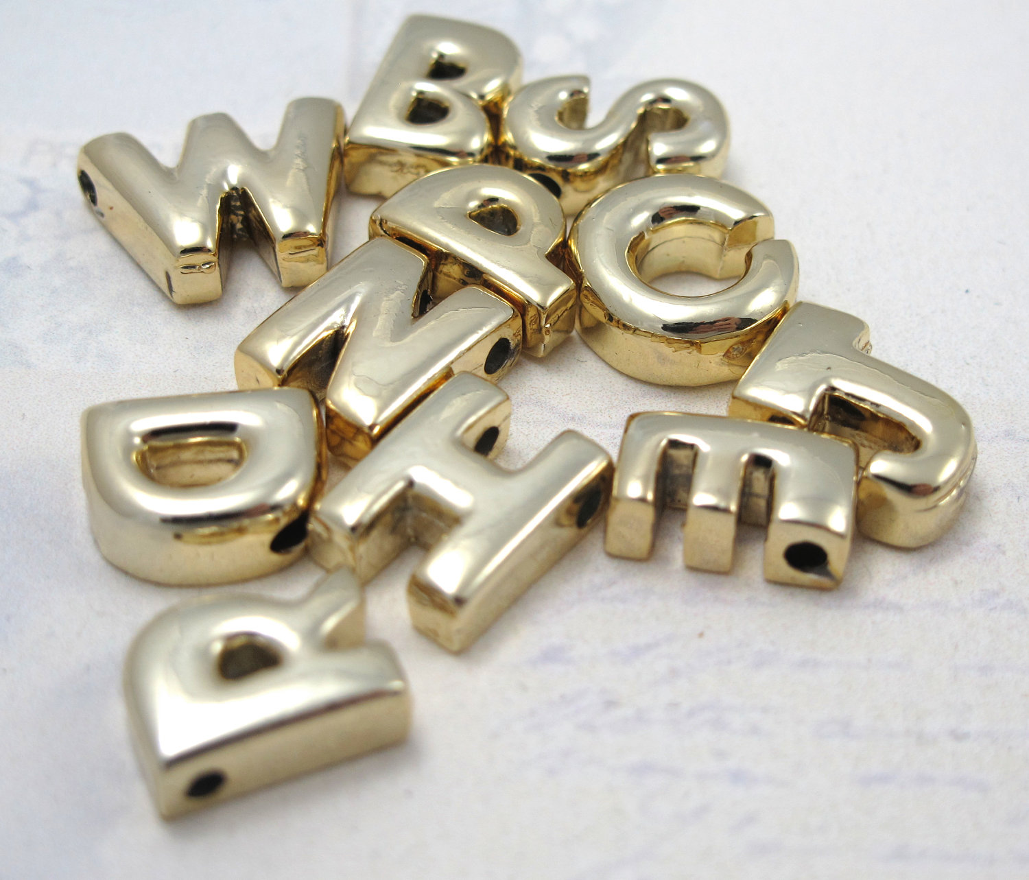 Vintage Gold Plated Letter Bead Pendants