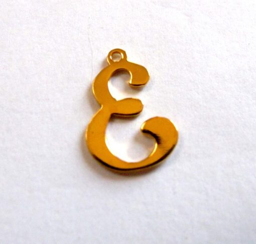 Vintage Gold Plated Script Initial Letter E Charms