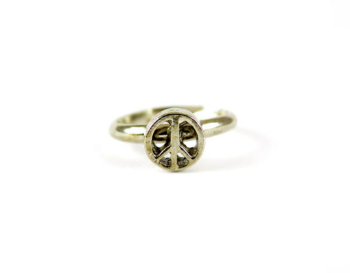 antiqued silver plated peace sign ring
