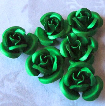 Vintage Anodized Aluminum Olive Green Rose Charms/Beads