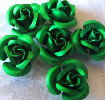 Anodized Aluminum Green Rose Charms/Beads