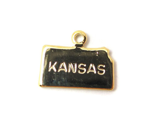 Engraved Tiny GOLD Plated on Raw Brass Kansas State Charms