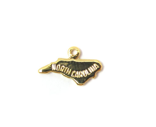 Engraved Tiny GOLD Plated on Raw Brass North Carolina State Charms