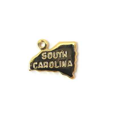 Engraved Tiny GOLD Plated on Raw Brass South Carolina State Charms