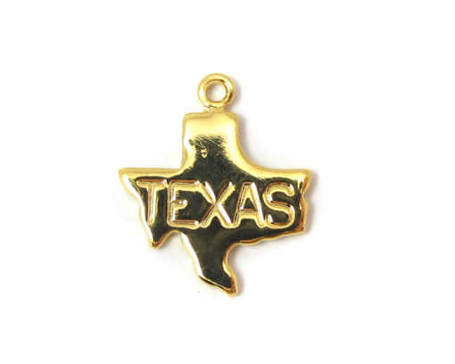 Engraved Tiny GOLD Plated on Raw Brass Texas State Charms
