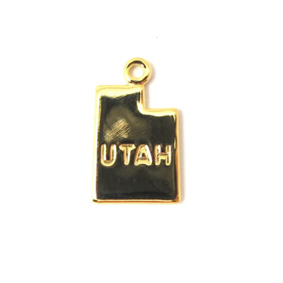 Engraved Tiny GOLD Plated on Raw Brass Utah State Charms