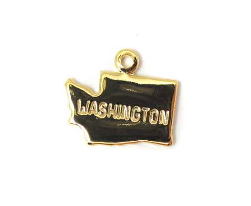 Engraved Tiny GOLD Plated on Raw Brass Washington State Charms