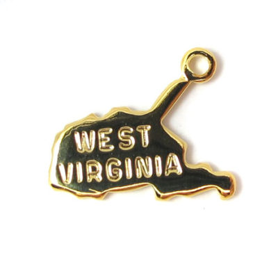 Engraved Tiny GOLD Plated on Raw Brass West Virginia State Charms