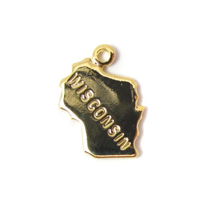 Engraved Tiny GOLD Plated on Raw Brass Wisconsin State Charms