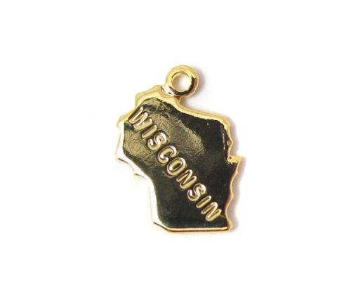 Engraved Tiny GOLD Plated on Raw Brass Wisconsin State Charms