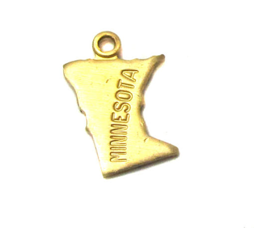 Engraved - Tiny Raw Brass Minnesota State Charms