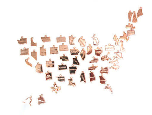 ENGRAVED - Tiny Rose Gold Plated State Charms