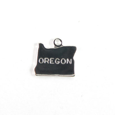 Engraved Tiny SILVER Plated on Raw Brass Oregon State Charms