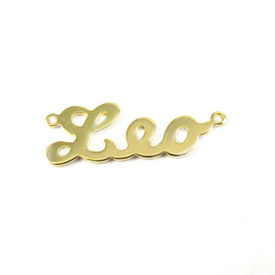 Gold Plated Astrological Name Plate Pendants - Leo
