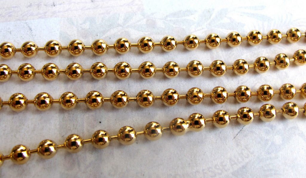 Gold Plated Ball Chain Necklaces (2X) (30 inches) (C615) | Brooklyn Charm