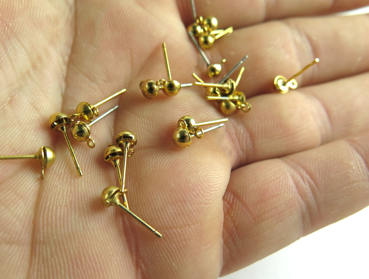 Gold Plated Domed Stud Earring Findings