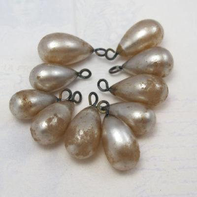 dirty faux pearl glass drop charms