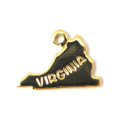 Engraved Tiny GOLD Plated on Raw Brass Virginia State Charms