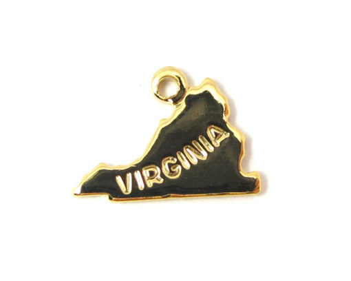 Engraved Tiny GOLD Plated on Raw Brass Virginia State Charms