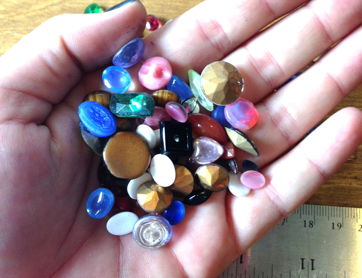 Random Assortment Of Vintage Glass Cabochons and Beads