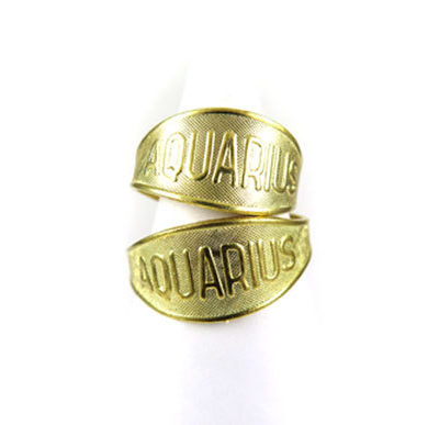 Raw Brass Astrological Sign Ring - AQUARIUS
