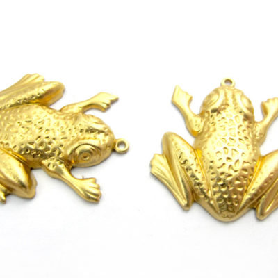 Raw Brass Frog Charms