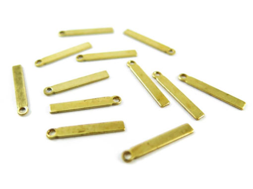 Small Brass Engraving Rectangle Stick Charms - with bail