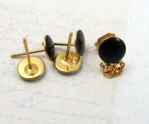 Vintage Black Enamel Resin Circle Stud Earrings