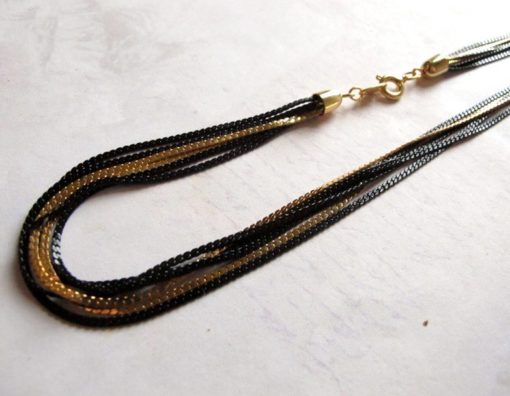 black and gold enamel multi strand necklace
