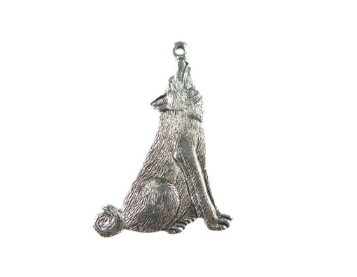 antiqued silver howling wolf charms