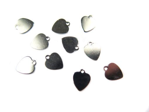 rhodium plated engraving heart charms