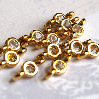 gold plated connector rhinestone charms