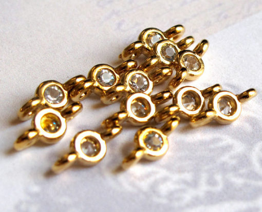 gold plated connector rhinestone charms
