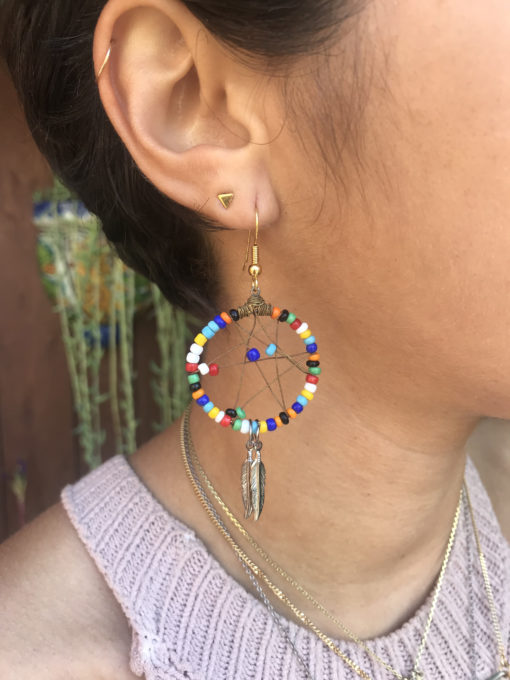 colorful seed beaded dangly earrings