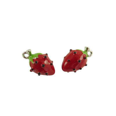 rhodium plated 3d strawberry charms