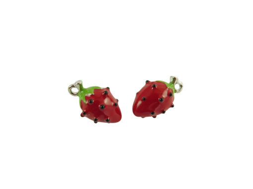 rhodium plated 3d strawberry charms